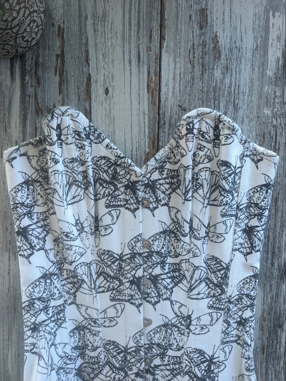 Vintage Goth Butterfly Corset Top Y2K Whimsigoth Lace Up Bustier Women's Large - Picture 4 of 8